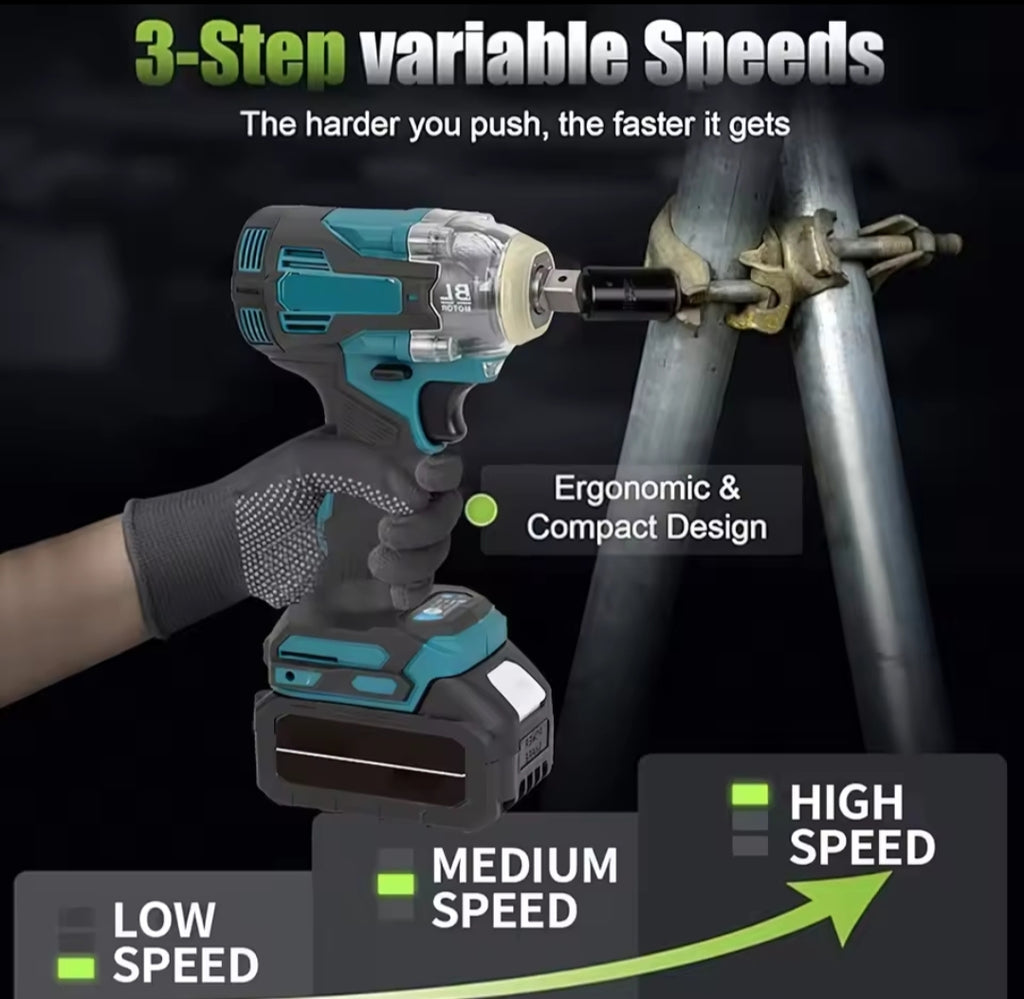 Llave Impacto Inalámbrica 520N.m 18V - Motor Brushless Compatible Makita