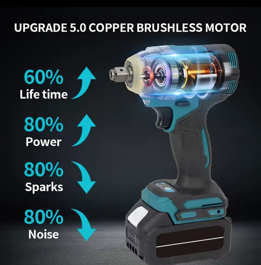 Llave Impacto Inalámbrica 520N.m 18V - Motor Brushless Compatible Makita