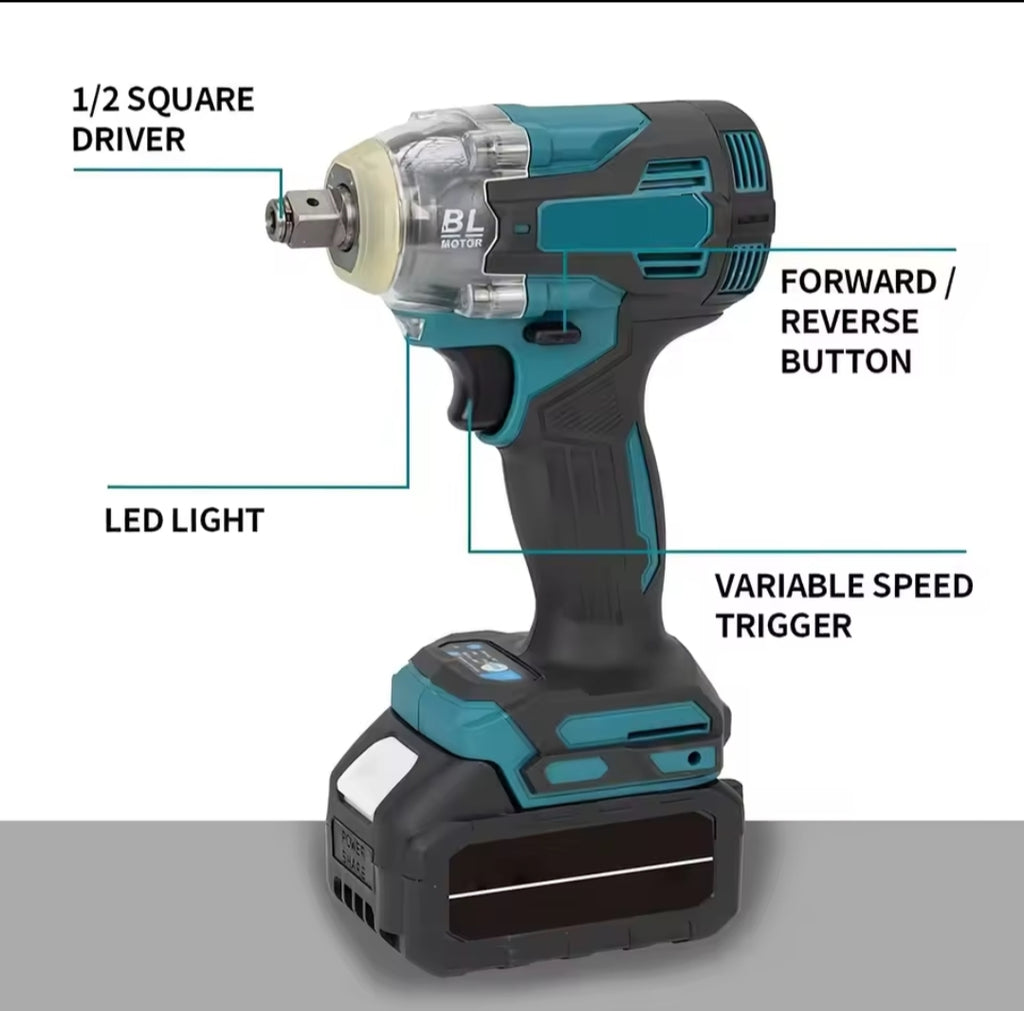 Llave Impacto Inalámbrica 520N.m 18V - Motor Brushless Compatible Makita