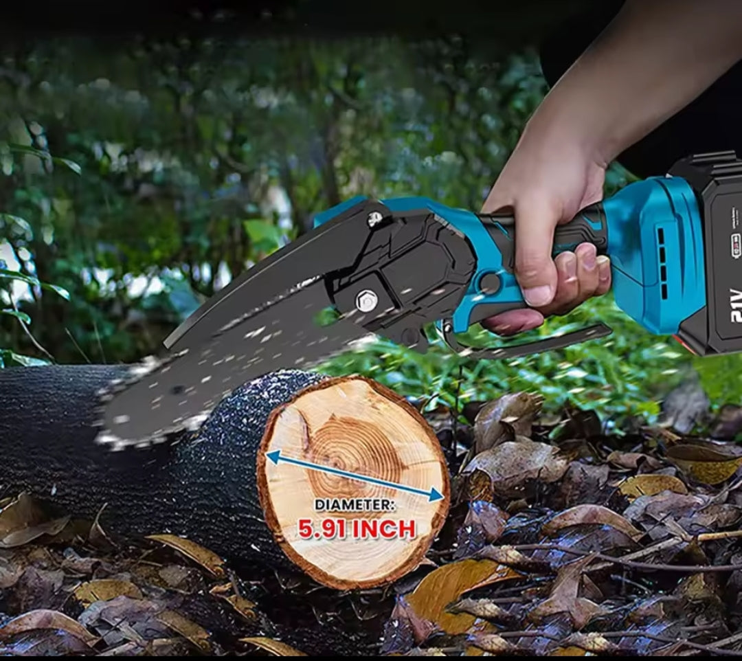 Mini Motosierra Eléctrica 6" 21V 600W - Compatible Makita Poda y Jardín