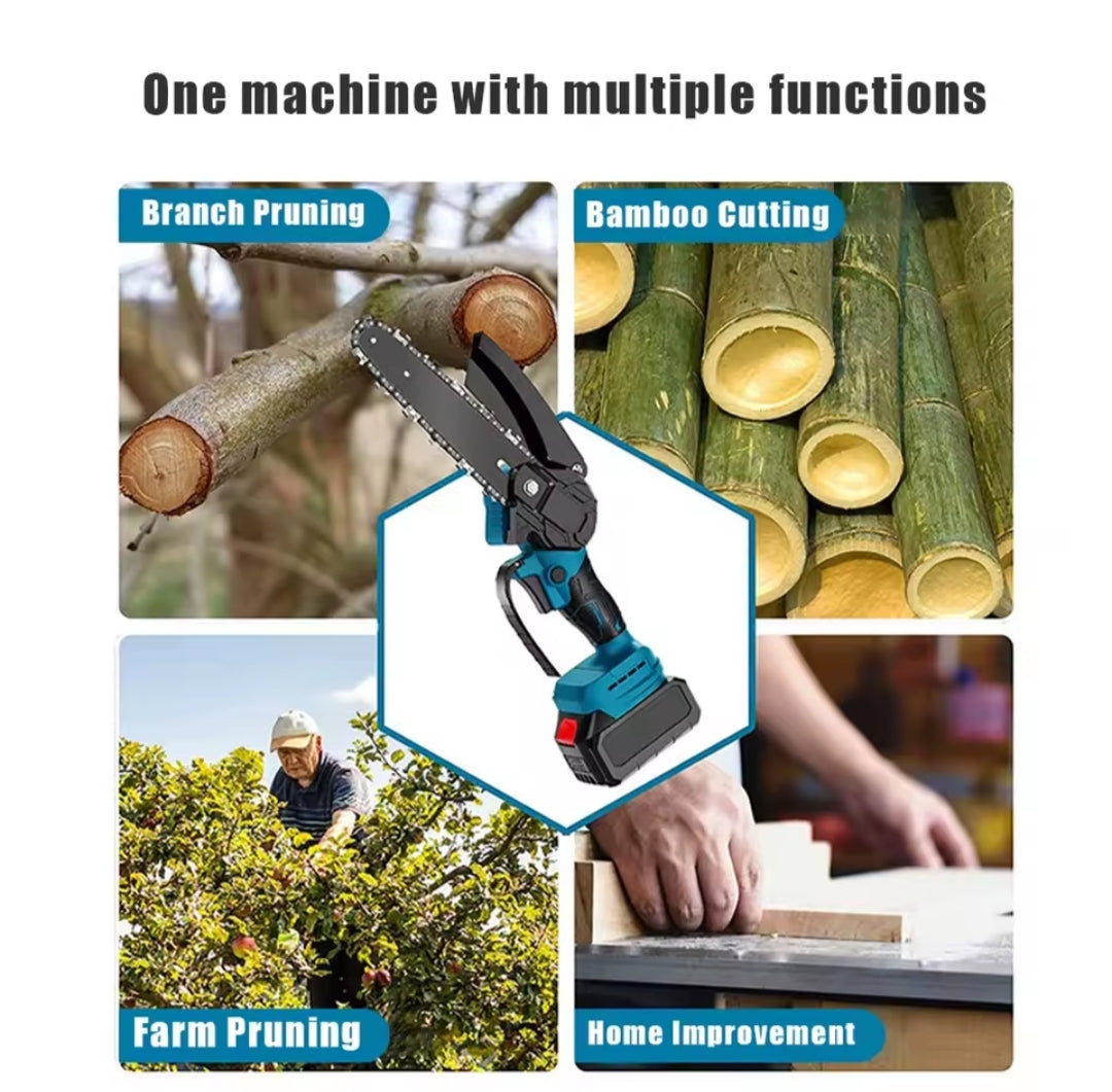 Mini Motosierra Eléctrica 6" 21V 600W - Compatible Makita Poda y Jardín