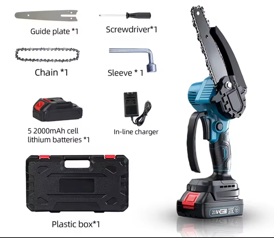 Mini Motosierra Eléctrica 6" 21V 600W - Compatible Makita Poda y Jardín
