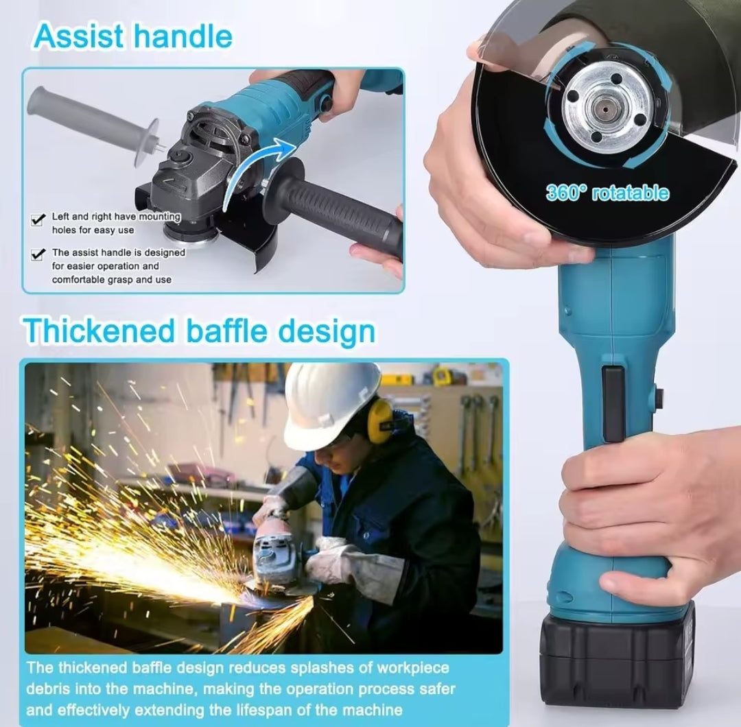 Amoladora Angular Inalámbrica 18V 125mm Sin Escobillas - 3 Velocidades Compatible Makita