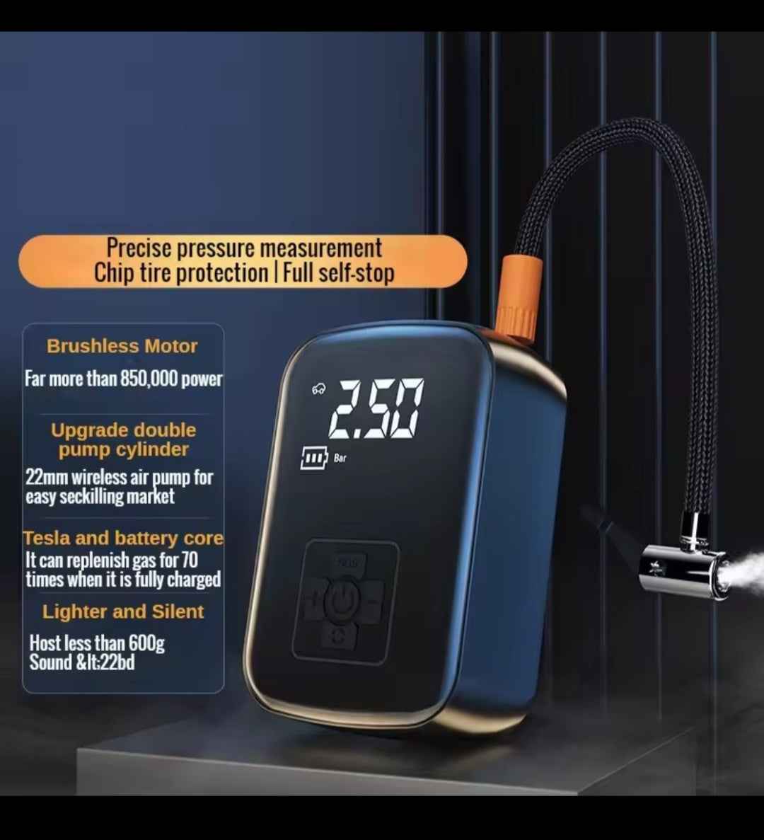 Compresor Aire Portátil Inalámbrico 150PSI - Inflador Neumáticos Batería