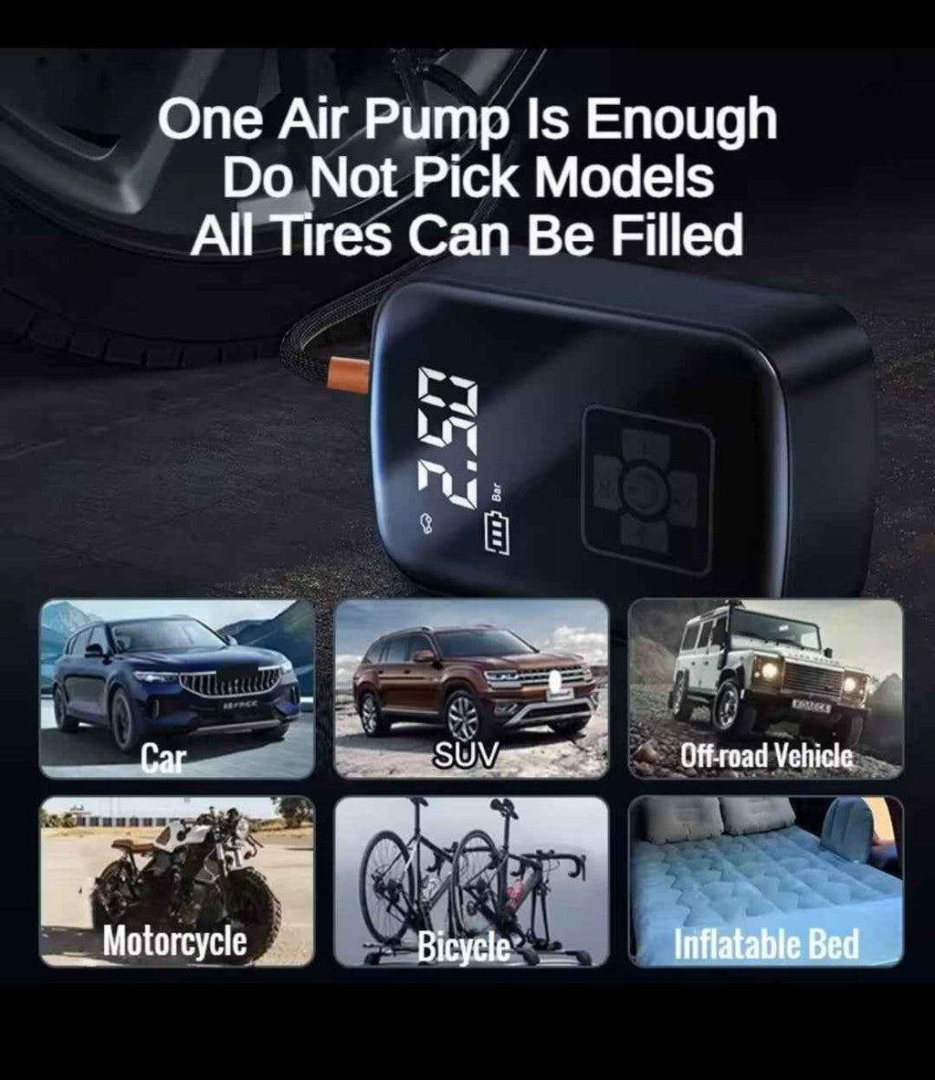 Compresor Aire Portátil Inalámbrico 150PSI - Inflador Neumáticos Batería