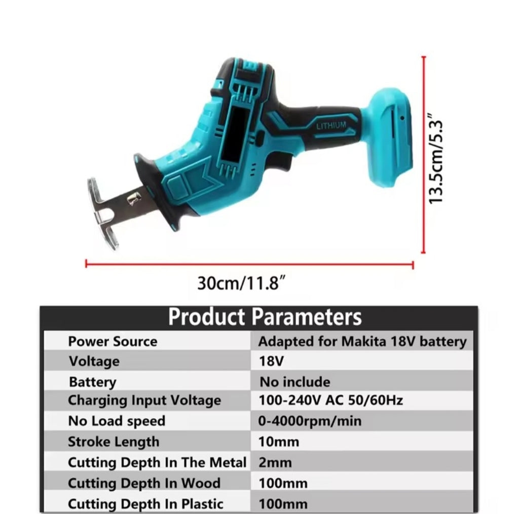 Sierra Sable Inalámbrica 18V 3000RPM - Compatible Batería Makita
