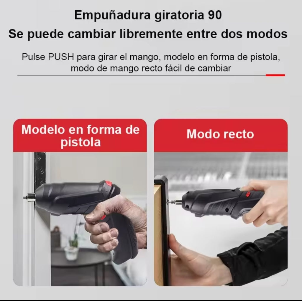 Destornillador Eléctrico Inalámbrico 47 Puntas - Batería Litio 3.6V Recargable