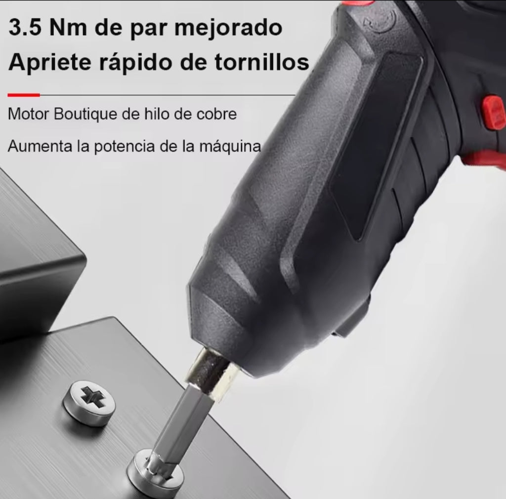 Destornillador Eléctrico Inalámbrico 47 Puntas - Batería Litio 3.6V Recargable
