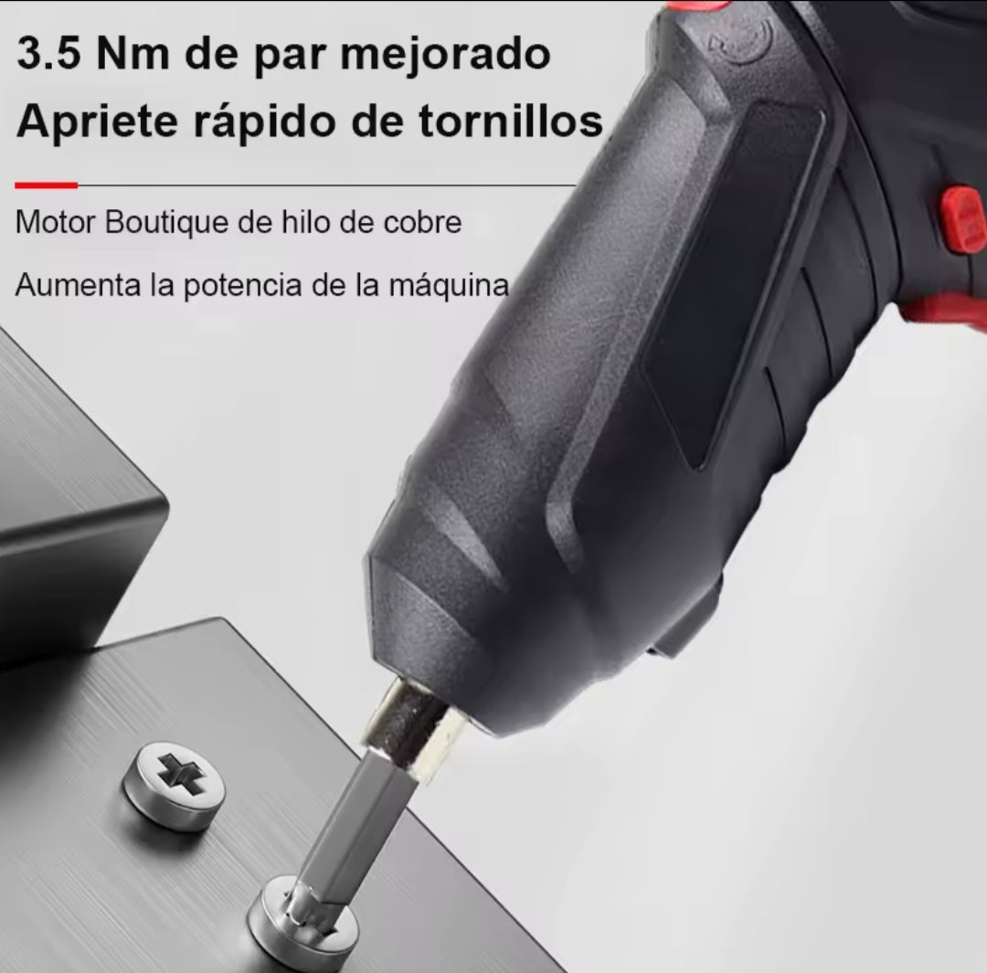 Destornillador Eléctrico Inalámbrico 47 Puntas - Batería Litio 3.6V Recargable