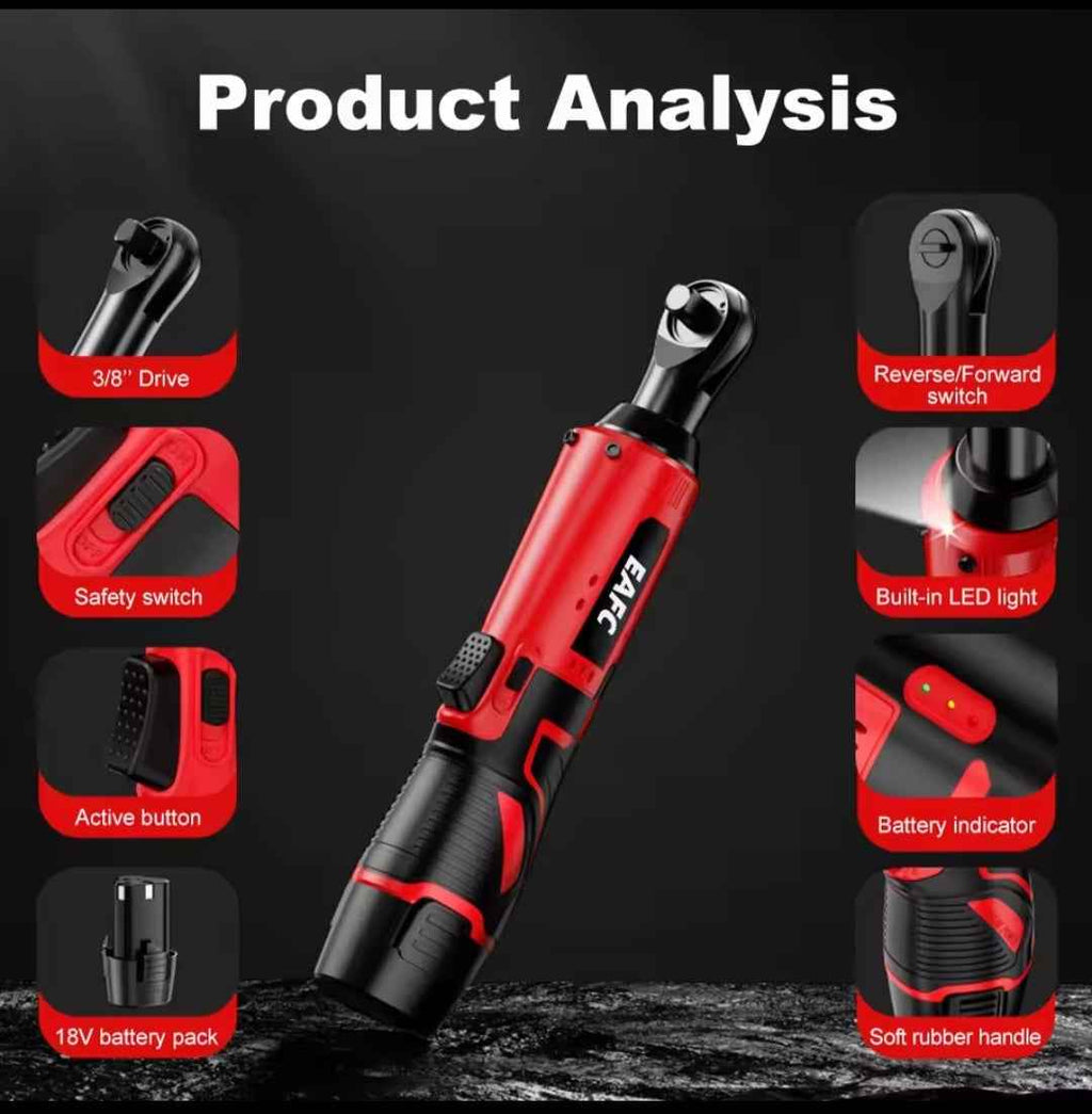 Llave Trinquete Eléctrica 3/8" 45N.m - Batería Litio 12V + LED
