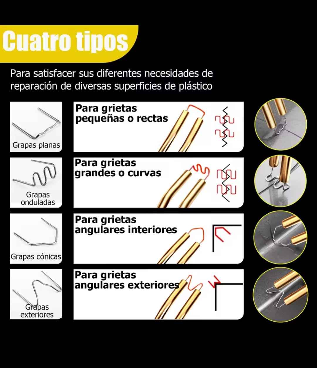 Pistola Soldadura Plástico 70W - Kit Reparación Parachoques + 400 Grapas