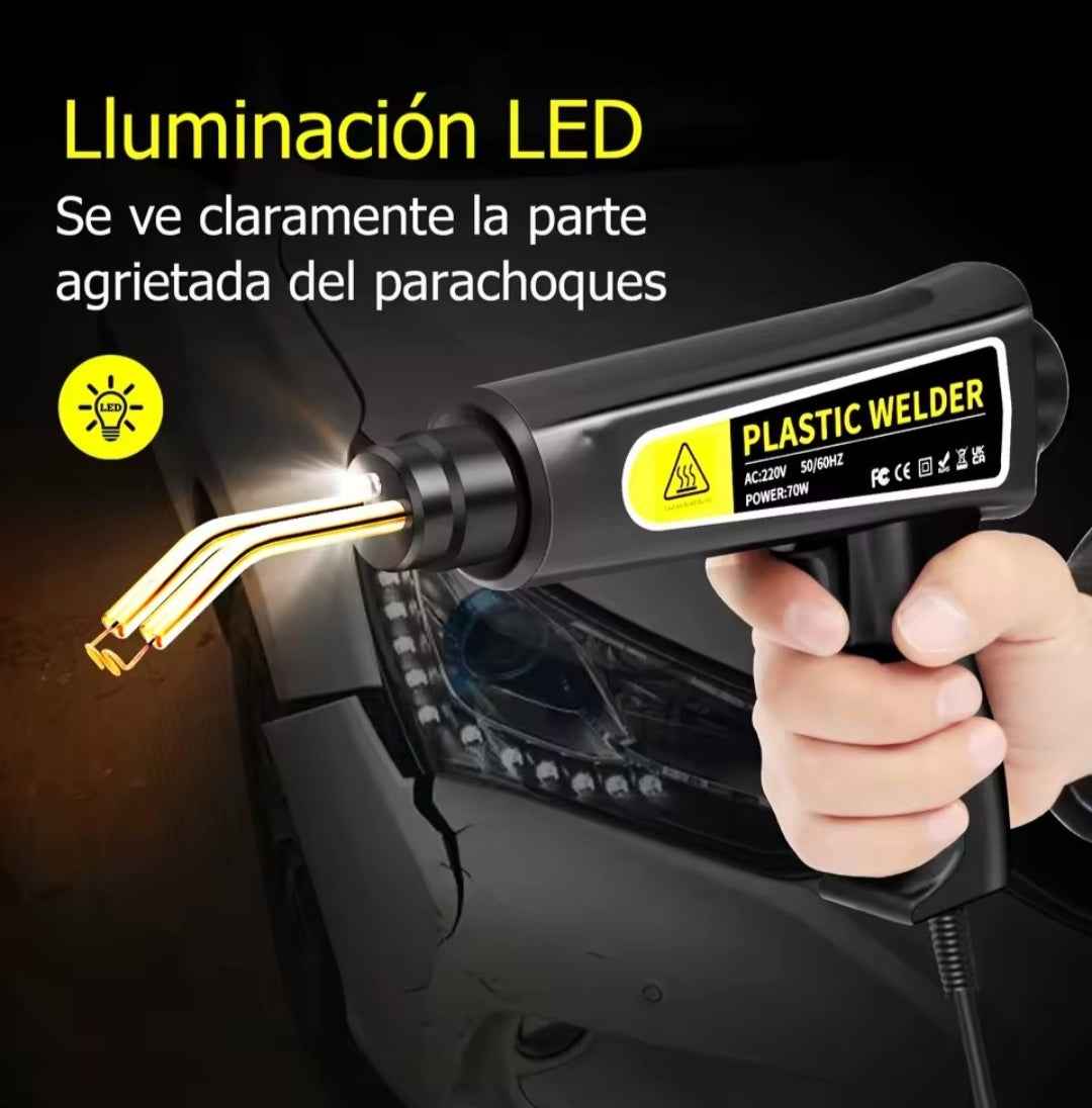 Pistola Soldadura Plástico 70W - Kit Reparación Parachoques + 400 Grapas