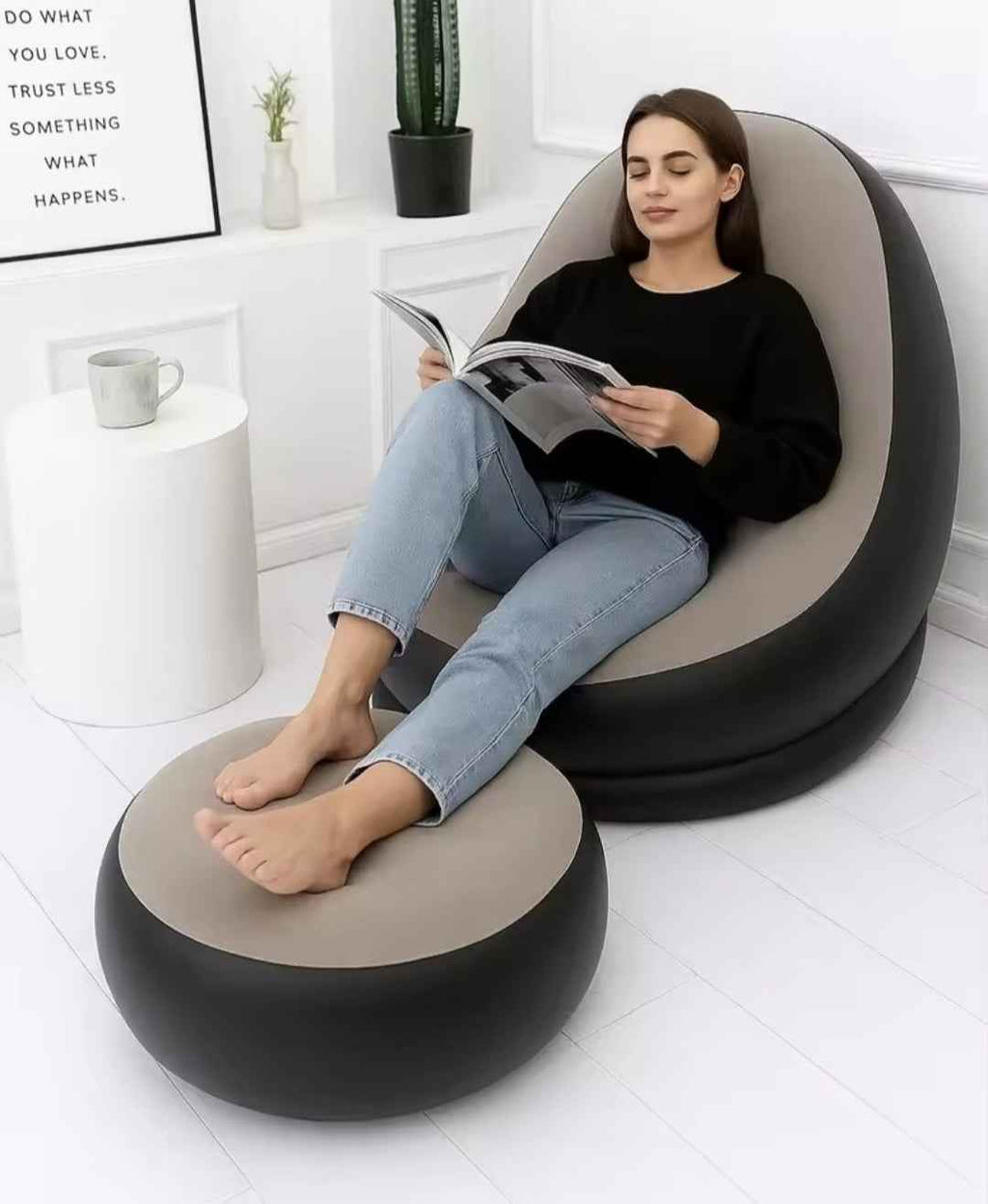 Sillón Hinchable con Reposapiés - Ideal para Garaje, Taller y Exterior