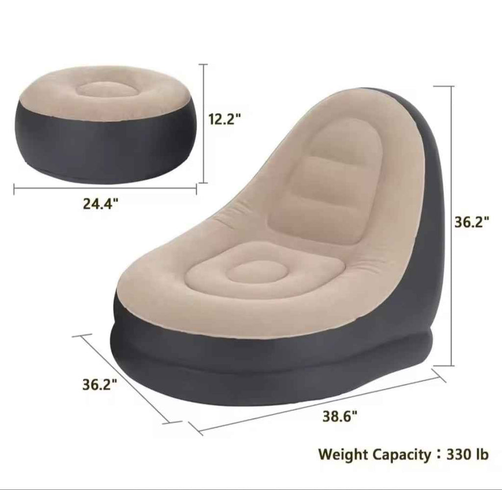Sillón Hinchable con Reposapiés - Ideal para Garaje, Taller y Exterior