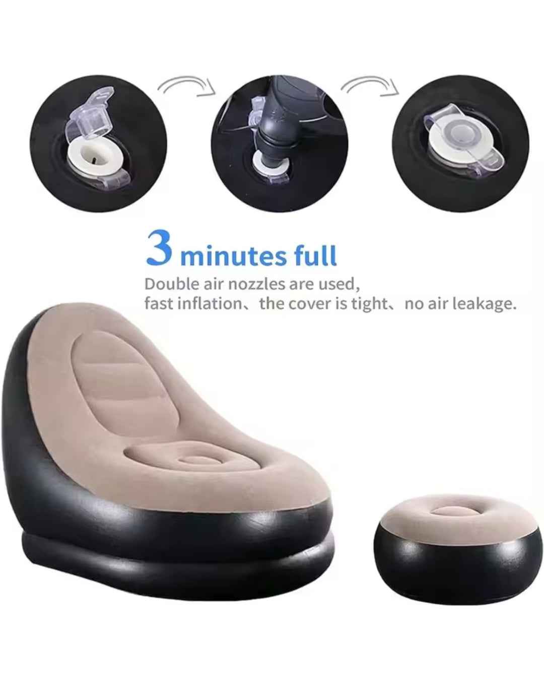 Sillón Hinchable con Reposapiés - Ideal para Garaje, Taller y Exterior