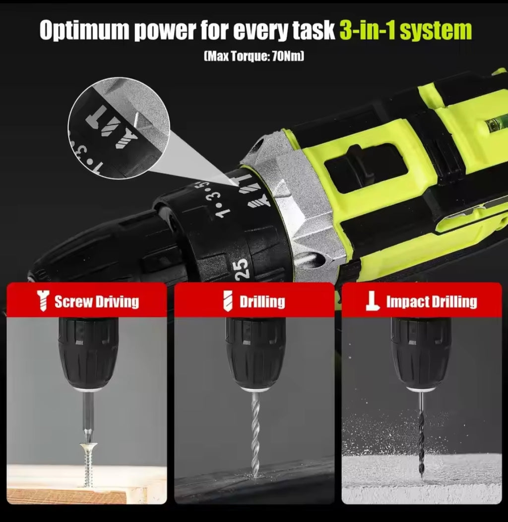 Taladro Atornillador Inalámbrico 28V 1350 RPM con 2 Baterías