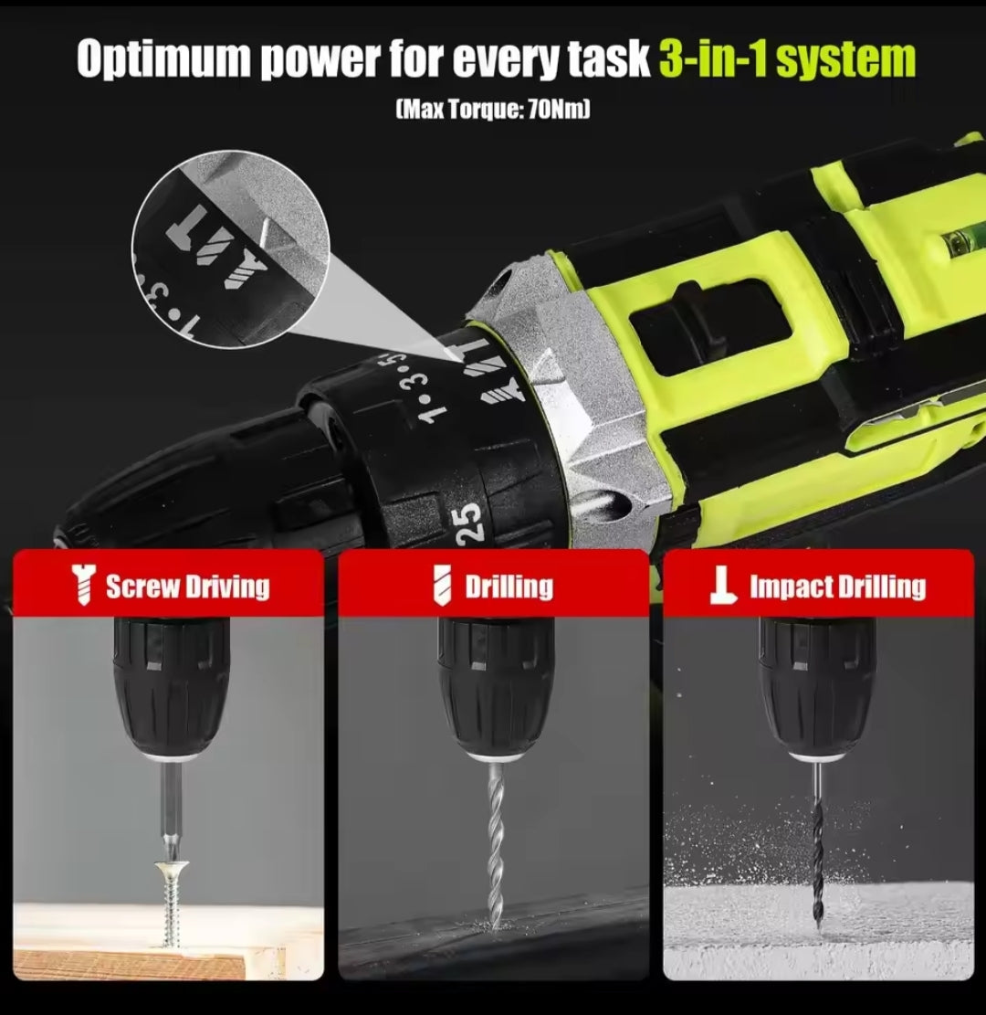 Taladro Atornillador Inalámbrico 28V 1350 RPM con 2 Baterías