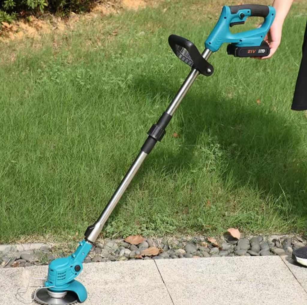 Desbrozadora Inalámbrica 21V 1500W Plegable - Cortacésped Telescópico con 2 Baterías