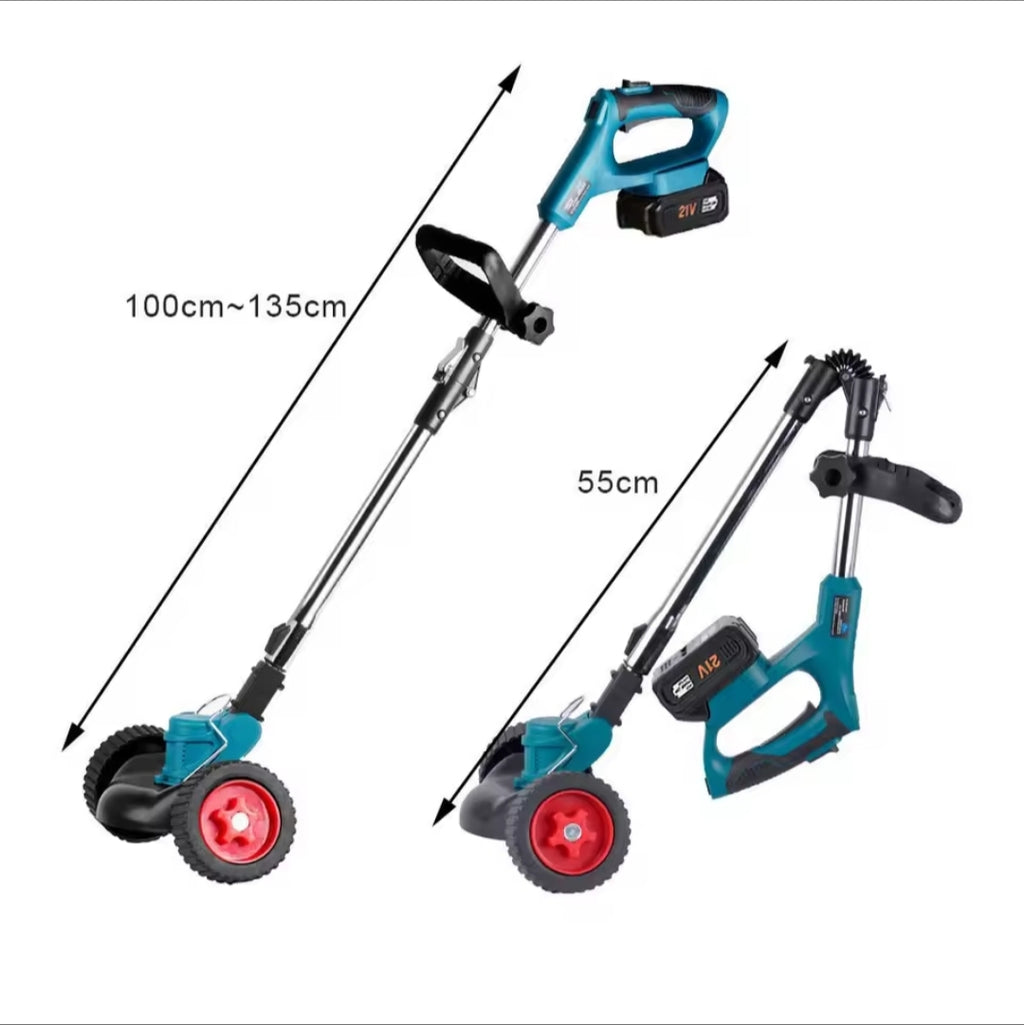 Desbrozadora Inalámbrica 21V 1500W Plegable - Cortacésped Telescópico con 2 Baterías