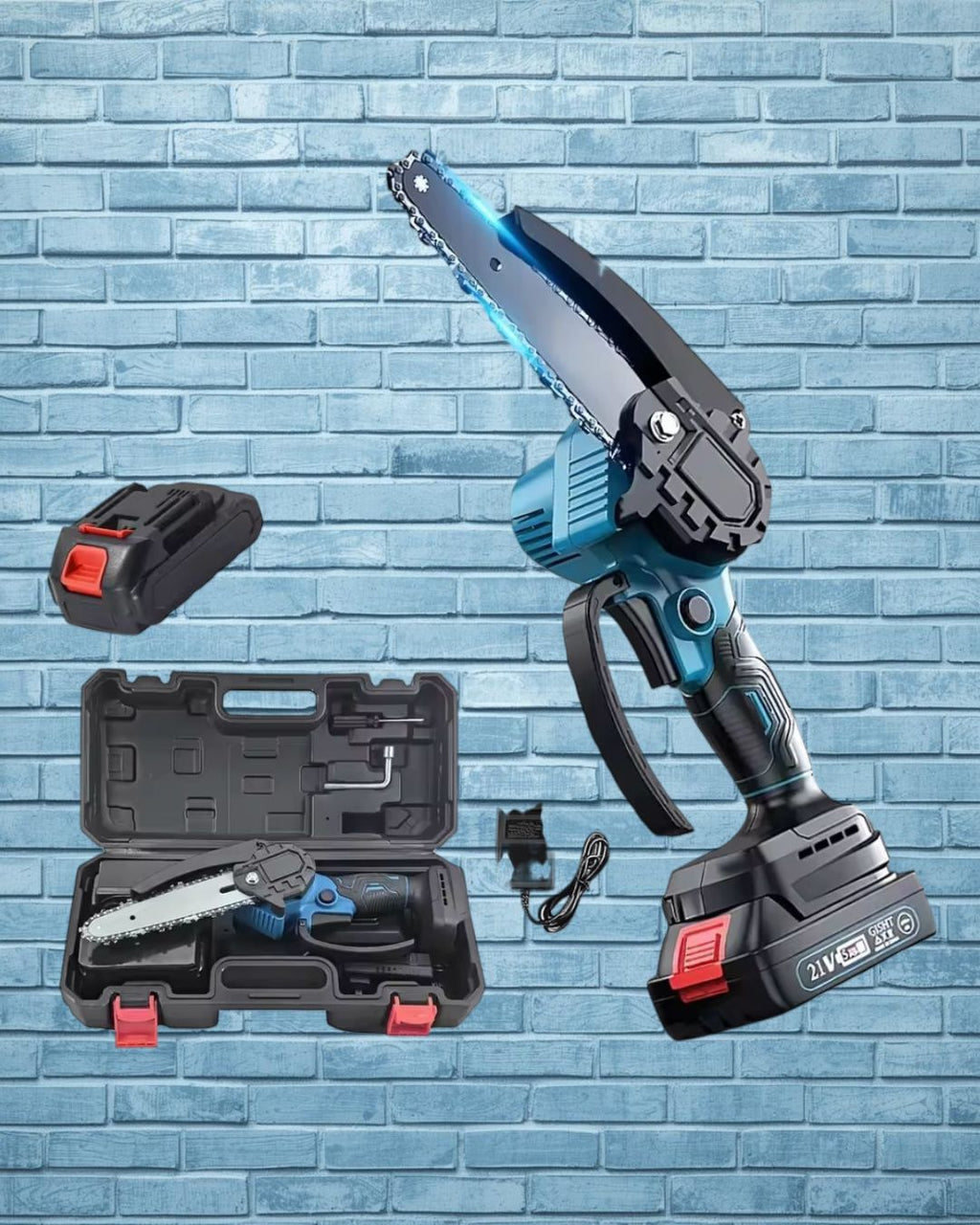 Mini Motosierra Eléctrica 6" 21V 600W - Compatible Makita Poda y Jardín