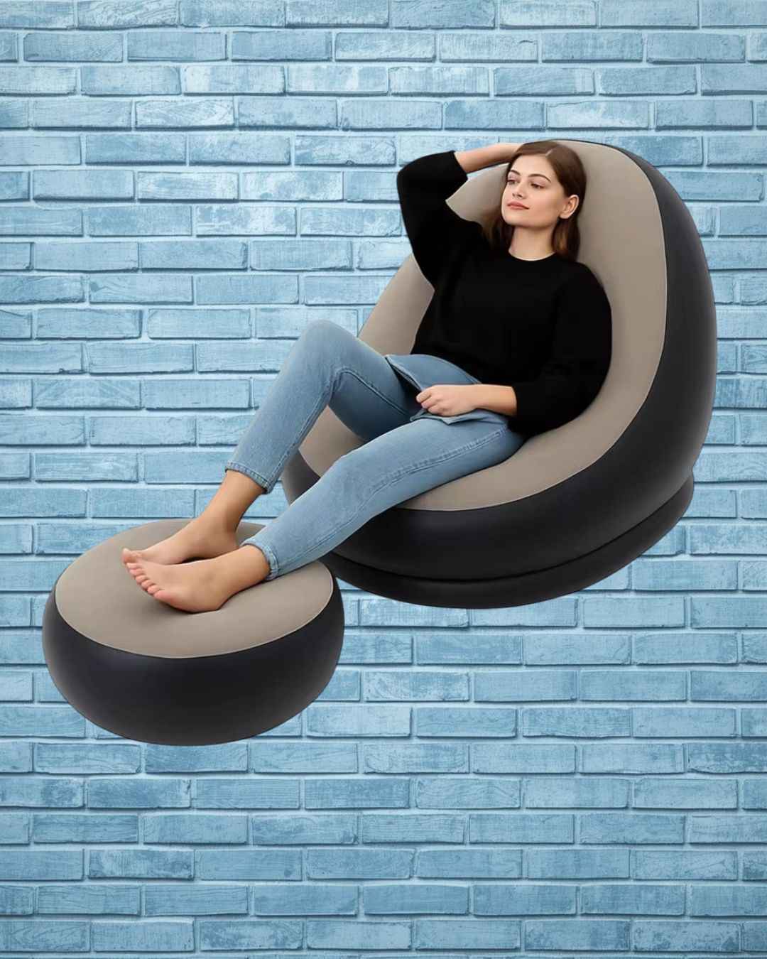 Sillón Hinchable con Reposapiés - Ideal para Garaje, Taller y Exterior