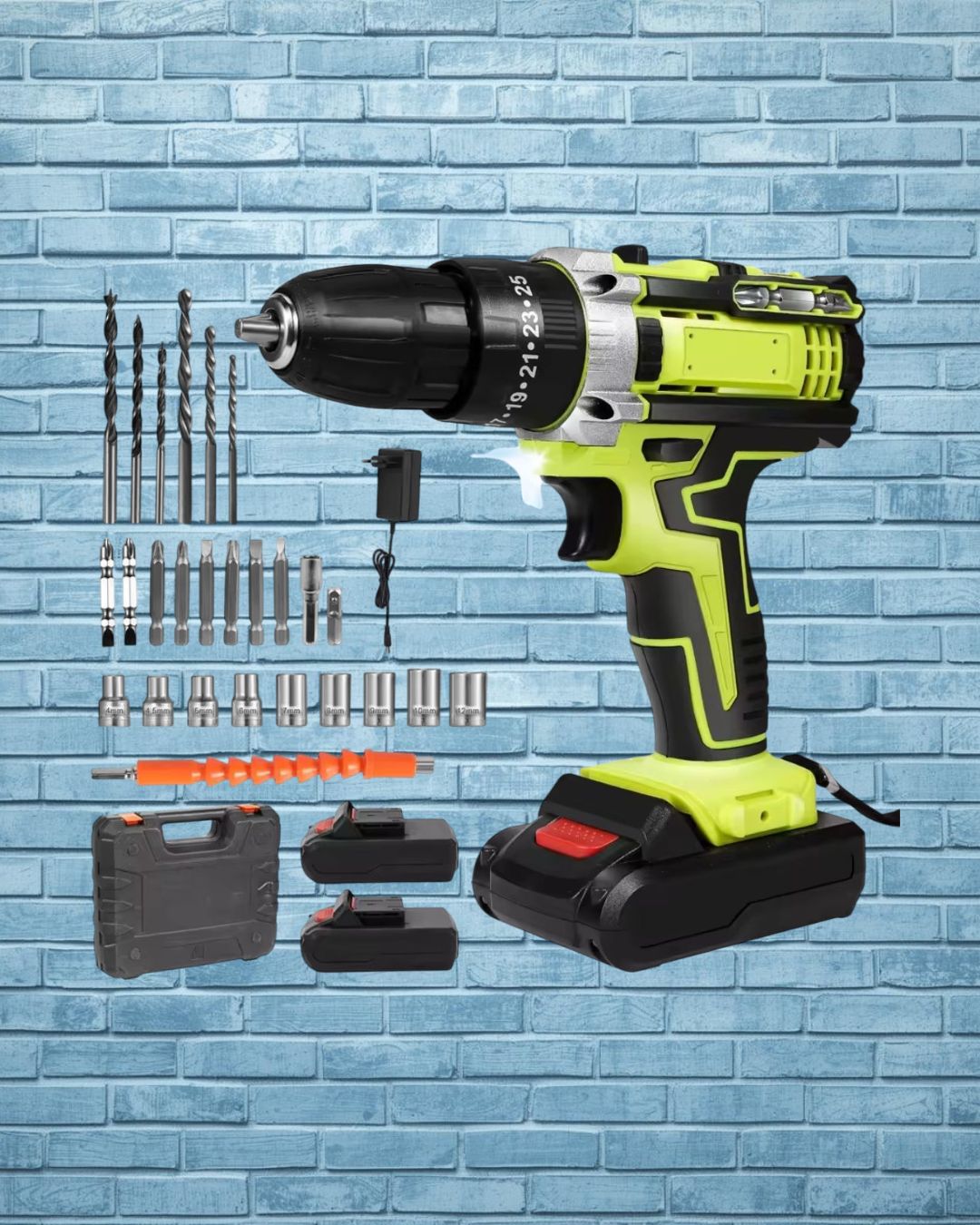Taladro Atornillador Inalámbrico 28V 1350 RPM con 2 Baterías